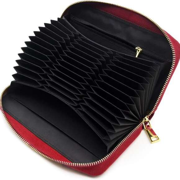 Genuine Leather Wallet for Women Men RFID Blocking Credit Card Holder Zi… - Picture 2 of 6